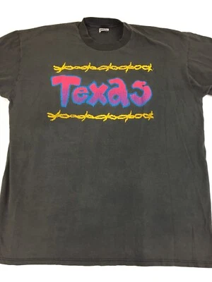 Camiseta Texas vintage de los años 90 para hombre XL alambre de púas neón hecha en EE. UU. Stedman Hi Cru Foto 1 de 4