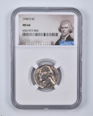 1940-S MS66 Jefferson Nickel Graded NGC Special Lbl - Image 1 of 4