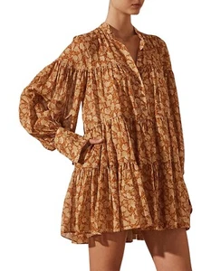 Shona Joy Mini Dress Size AU 10/US 6 Arizona Tiered Balloon Sleeve Orange Floral - Bild 1 von 13