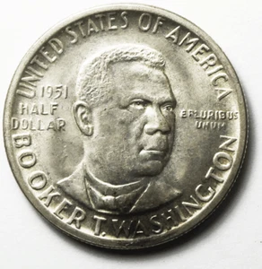 Booker T Washington 1951 50c Exposición conmemorativa plata sin circular - Imagen 1 de 2