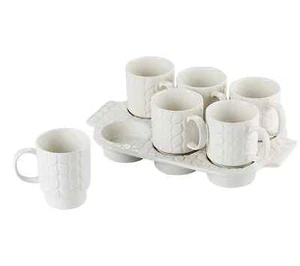 Temp-tations geschnitzte Weide 7-teiliges Becher- und Muffin-Set weiß - Bild 1 von 1