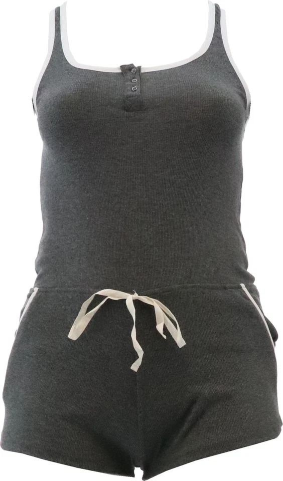 Romper frontal com botão íntimo Danskin acabamento cinza/branco M NOVO (752) - Imagem 1 de 1