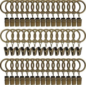 Amzseven 44 Pack Metal Curtain Rings W/ Clips Hangers Drapery with Rings Bronze - Picture 1 of 6