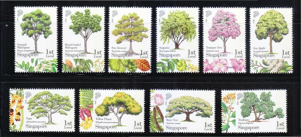 SINGAPORE 2010 KNOW 10 TREES COMP. SET OF 10 STAMPS SG#1908-1917 MINT MNH UNUSED - Image 1 of 4