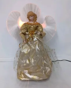 12” Fiber Optic Angel Tree Topper Figurine Table Top Continous Color Changes - Picture 1 of 20