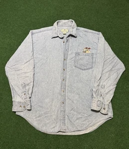 Camisa de mezclilla abotonada vintage años 90 Wallace & Gromit British Claymation para hombre XL  - Imagen 1 de 9