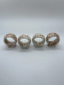 Anelli tovaglioli vintage MCM ceramica splatterware bianco rosso verde arancione lotto di 4 - Foto 1 di 6