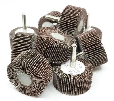 Rueda con solapa de óxido de aluminio de 2 pulgadas - Lijadora montada en vástago de 1” de longitud 1/4” para desbarbado Foto 1 de 4