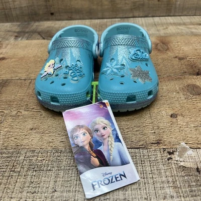 Disney Crocs Frozen Elsa Classic Clog Blue Toddler Girls NWT! Size 8 - Image 1 of 4