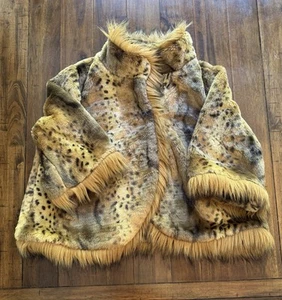 2 Friends Vintage Faux Fur Cheetah Print 3/4 Cropped Sleeve Jacket Size XL - Picture 1 of 4