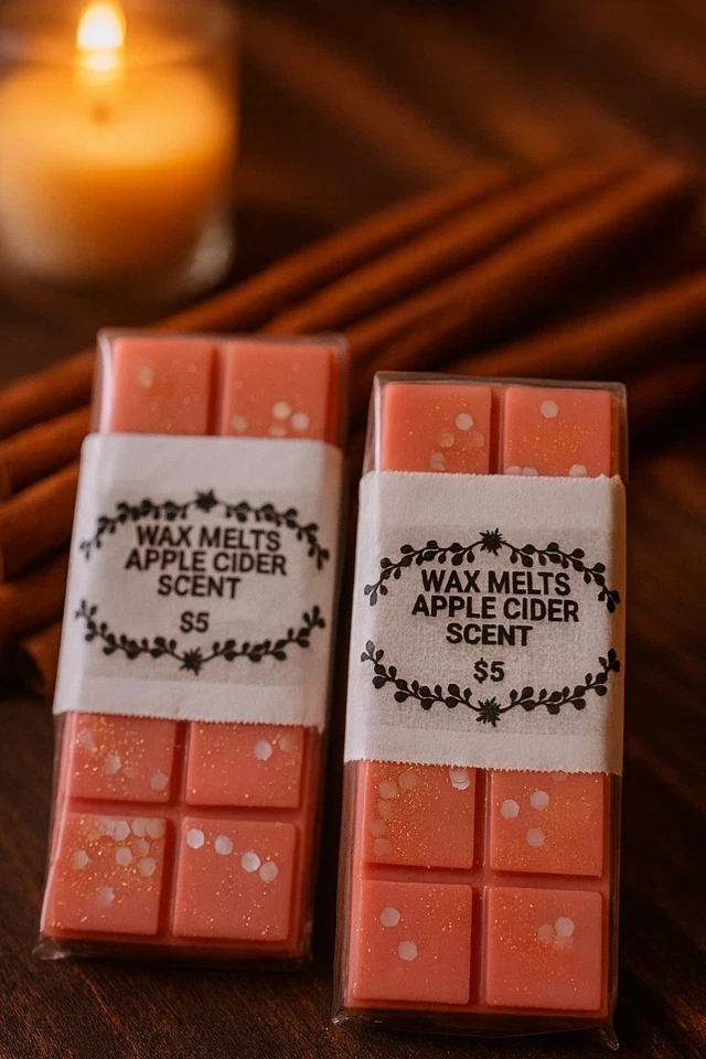 ЯБЛОЧНЫЙ СИДР АРОМАТ ВОСК ПЛАВИТСЯ РУЧНОЙ РАБОТЫ РОЗОВЫЙ ЦВЕТ С БЛЕСТКАМИ УПАКОВКА ИЗ 1 - Изображение 1 из 1