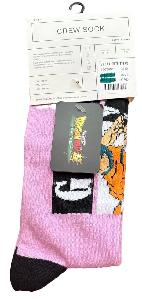 Dragon Ball Z Broly Goku Purple Anime Novelty Crew Socks Sock Size 10-13 - Image 1 of 2