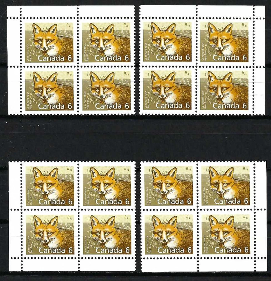 CANADÁ - SCOTT 1159 - MUY BUEN ESTADO - BLOQUE DE ESQUINA EN BLANCO M/S - DEFINITIVOS DE MAMÍFEROS - 1988 Foto 1 de 1
