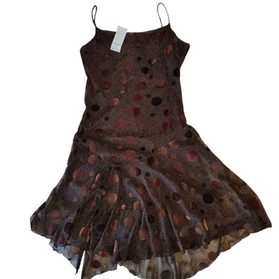 Nuevo con etiquetas Vestido Patinador Marrón Lunares Sin Mangas Talla 16 Juvenil Foto 1 de 4