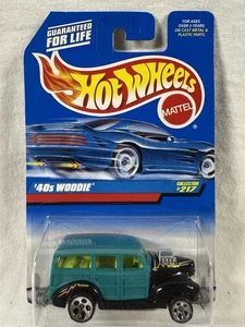 Hot Wheels 1998 Mainline Release #217 '40s Woodie Aqua & Black w/ 5DOTs - Picture 1 of 5