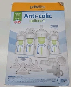 Dr. Brown's 4-PACK Options Anti-Colic Wide-Neck Baby Bottles 5 oz. 8 Nipples - Picture 1 of 6