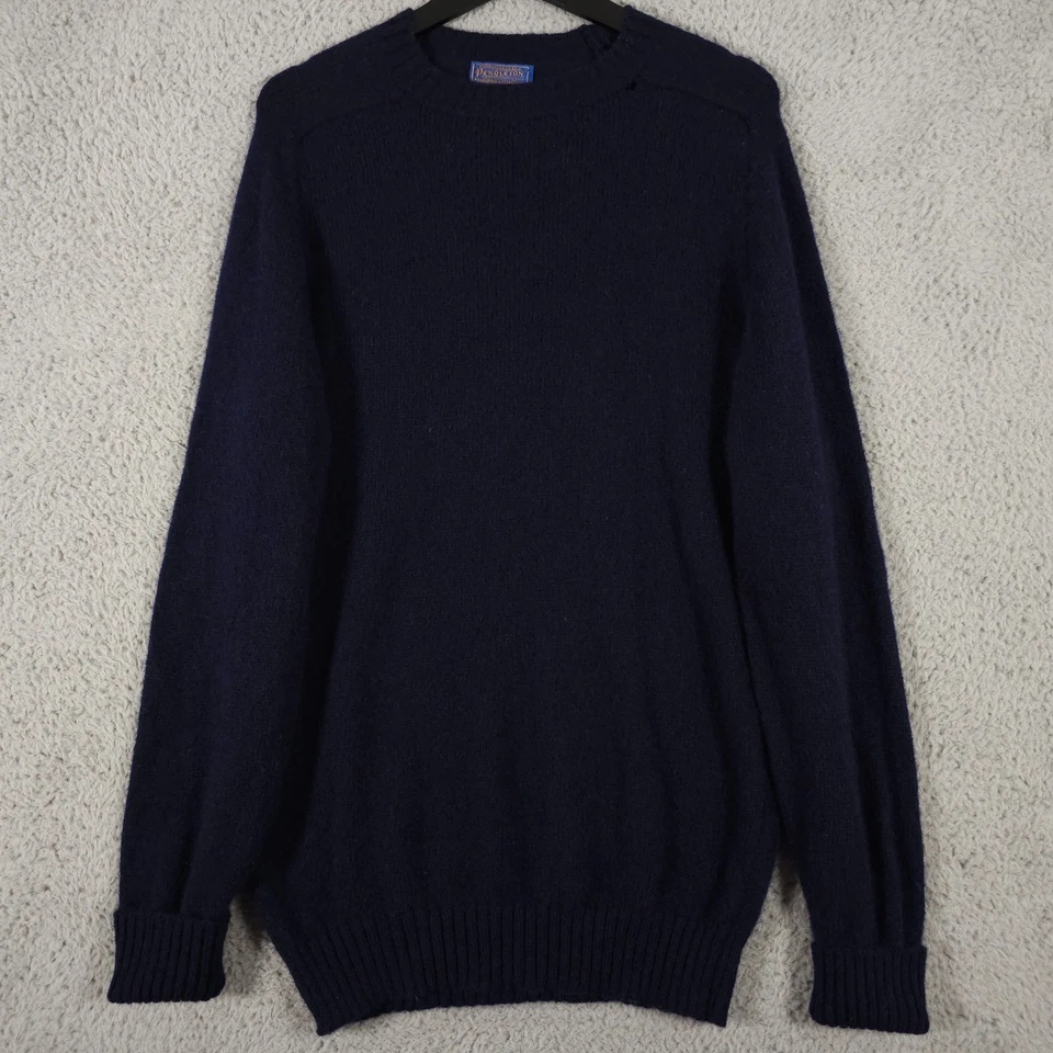 Vintage 60s 70s Pendleton Sweater Mens Large Blue Shetland Virgin Wool Pullover - Image 1 of 4