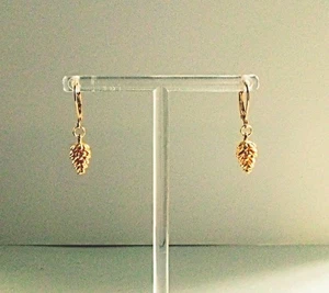 18k Gold Plated Pinecone Drop Earrings - Picture 1 of 1