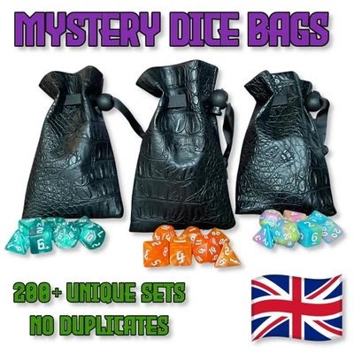 Mystery Dice Bags DND Random Polyhedral 7pcs Blind Die Set D&D Pathfinder TTRPG - Image 1 of 4