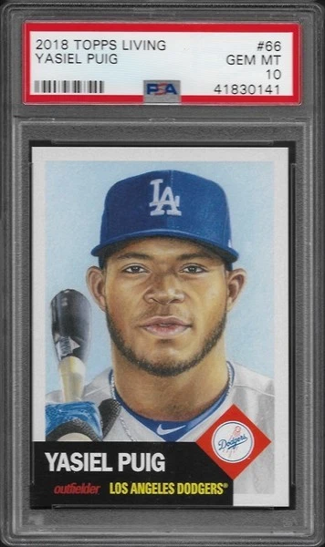 2018 Topps Living Set # 66 YASIEL PUIG GEM MINT PSA 10 Los Angeles Dodgers - Image 1 of 1