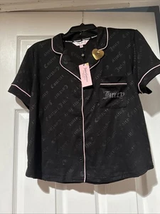 Juego de 2 piezas de ropa de dormir/salón Juicy Couture negro/rosa con tachuelas. Talla L. ¡NUEVO CON ETIQUETAS! - Imagen 1 de 14