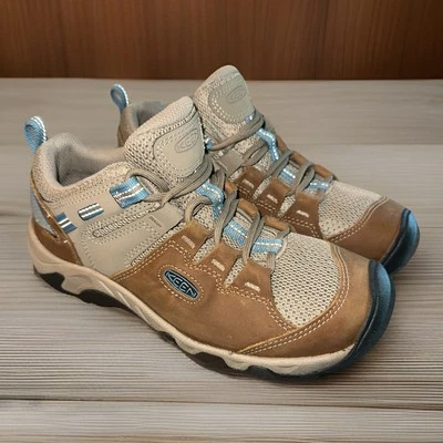 Keen Steens Vent Timberwolf Tan Atlantic Blue Hiking Shoes 1022752 Women Sz 7.5 - Image 1 of 4