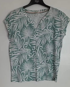White Stuff T Shirt. Green Leaf. Size 16 - Picture 1 of 5
