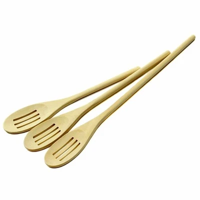 Chef Craft 3pc Maple Wood Kitchen / Mixing Slotted Spoon Set - 10, 12 & 14 inch - Image 1 of 2