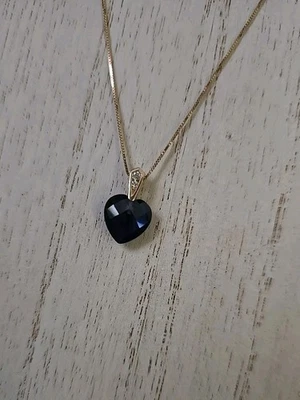 Alwand Vahan 10k Yellow Gold lab created sapphire pendant 14k Chain Necklace - Image 1 of 4