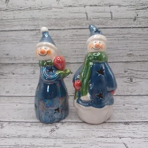 Christmas Snowman Set light up 6” Tall Ceramic Decor  - Picture 1 of 11
