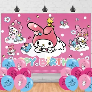 My Melody Birthday Party Backdrop & Decoration - Pink Themed Happy Birthday B... - Picture 1 of 7