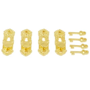1/12 Doll House Miniature Mini Golden Metal Door Handle with Key HardwareB*MA - Photo 1/11