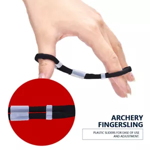 Black L Adjustable Fingersling Archery Finger Sling for Recurve Bow Hunting - Picture 1 of 8