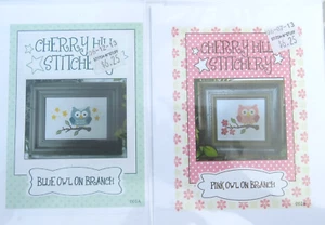 DOS Cherry Hill Stitchery Cntd X-stitchery Gráfico-Búhos en una Rama Búho Rosa Búho Azul - Imagen 1 de 3