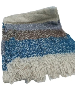 Striped Scarf Blue/black/cream. SC11 - Picture 1 of 4