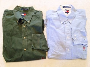 Lotto di 2 TOMMY HILIGER BUTTON DOWN taglia grande... Camicie eleganti.. Bella verde/blu - Foto 1 di 5