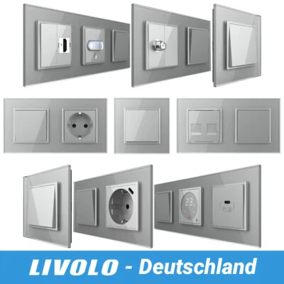 LIVOLO Wippe Glas Lichtschalter Steckdosen Taster Dimmer Kreuz-/ Wechselschalter - Bild 1 von 4