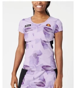 Ellesse  Cardo Tennis Top Purple Black Fall Print Athletic Women Sz 4 Nwt - Picture 1 of 9