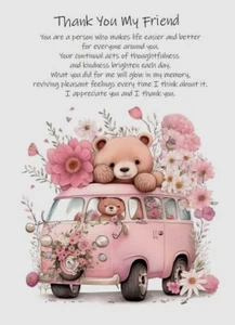 Cámper furgoneta de peluche Thank You My Friend - Thank You A5 tarjeta amistad amor - Imagen 1 de 4