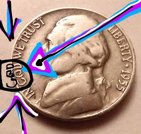 1955 D Nickel "IN 'C@D' WE TRUST"  error Cover