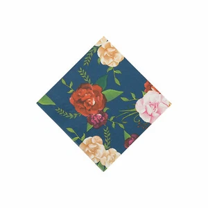 Navy Floral Beverage Napkins, Party Supplies, 16 Pieces - Picture 1 of 1