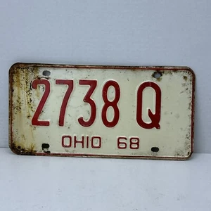 Vintage 1968 Ohio License Plate 2738 Q Red White As Is - Picture 1 of 7