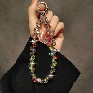 Multi-Color Beaded Phone Wrist Strap, Cellphone Lanyard Chain,Sparkling Colorful - Zdjęcie 1 z 4