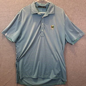 RLX Ralph Lauren Golf Polo Mens Large Striped Purple Green Performance Golfer - Picture 1 of 10