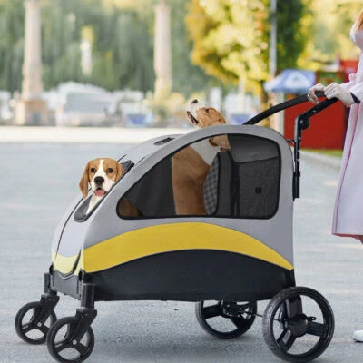 Portable Dog Stroller Pet Dog Travel Carrier Jogger Cart Divided Room for 2 Dogs - Image 1 of 4