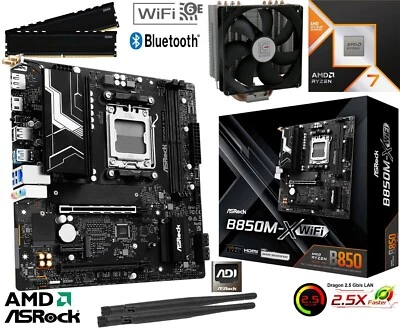 PC Aufrüstkit AMD Ryzen 7 7800X3D bis 64GB DDR5 mit TPM 2.0 ASRock B850M-X WiFi - Bild 1 von 4