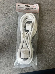 Kunststoff Verlängerungskabel Flachstecker Kabel 5m weiß , 16A, 3 x 1,5 qmm - Bild 1 von 2