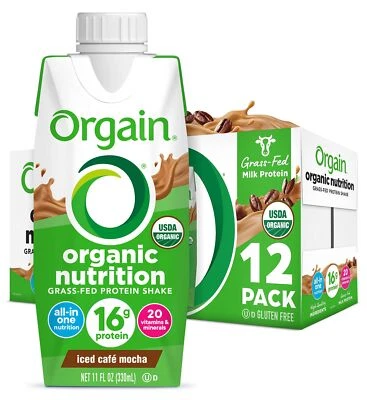 Orgain Organic Iced Caf Mocha Protein Shake Pack of 12 16g Protein 250 Calories - Image 1 of 4