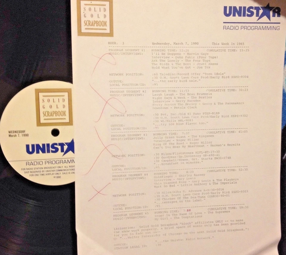 RADIO SHOW:THIS WK 65 3/7/90 4 TOPS, JOE TEX, PETULA CLARK, ROGER MILLER,BEATLES - Image 1 of 1