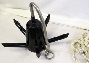Greenfield Richter Style Boat Anchor Black 25 LB with 50 Feet Rope - Bild 1 von 2